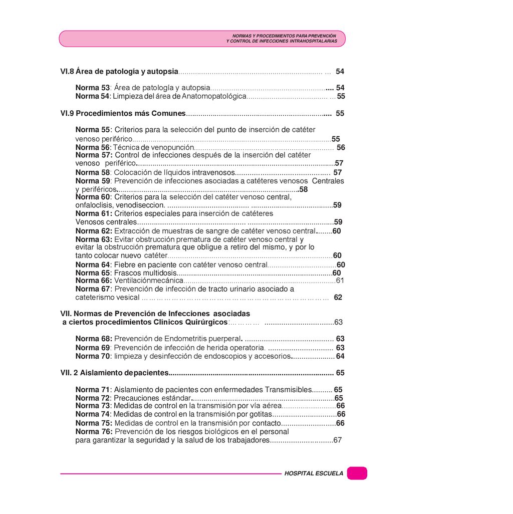 NORMAS Y PROCEDIMIENTOS PARA PREVENCIÓN Y CONTROL DE INFECCIONES INTRAHOSPITALARIAS