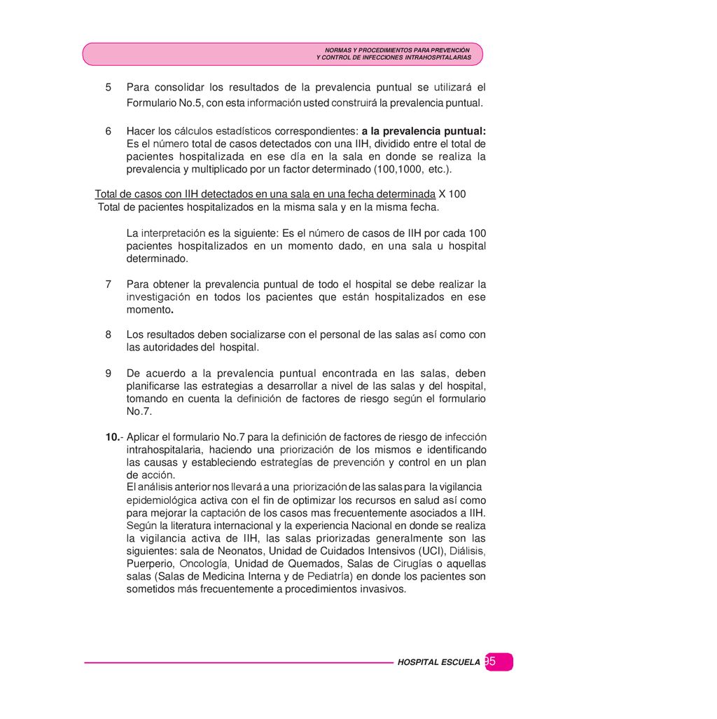 NORMAS Y PROCEDIMIENTOS PARA PREVENCIÓN Y CONTROL DE INFECCIONES INTRAHOSPITALARIAS