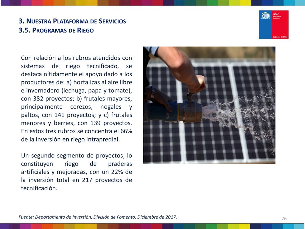 3. Nuestra Plataforma de Servicios 3.5. Programas de Riego
