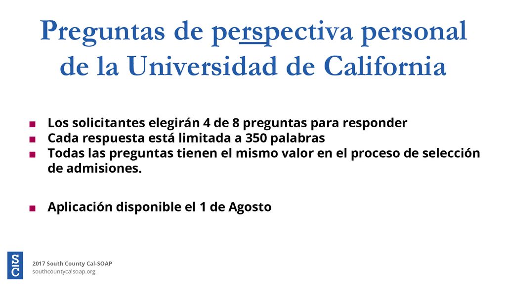 Preguntas de perspectiva personal de la Universidad de California
