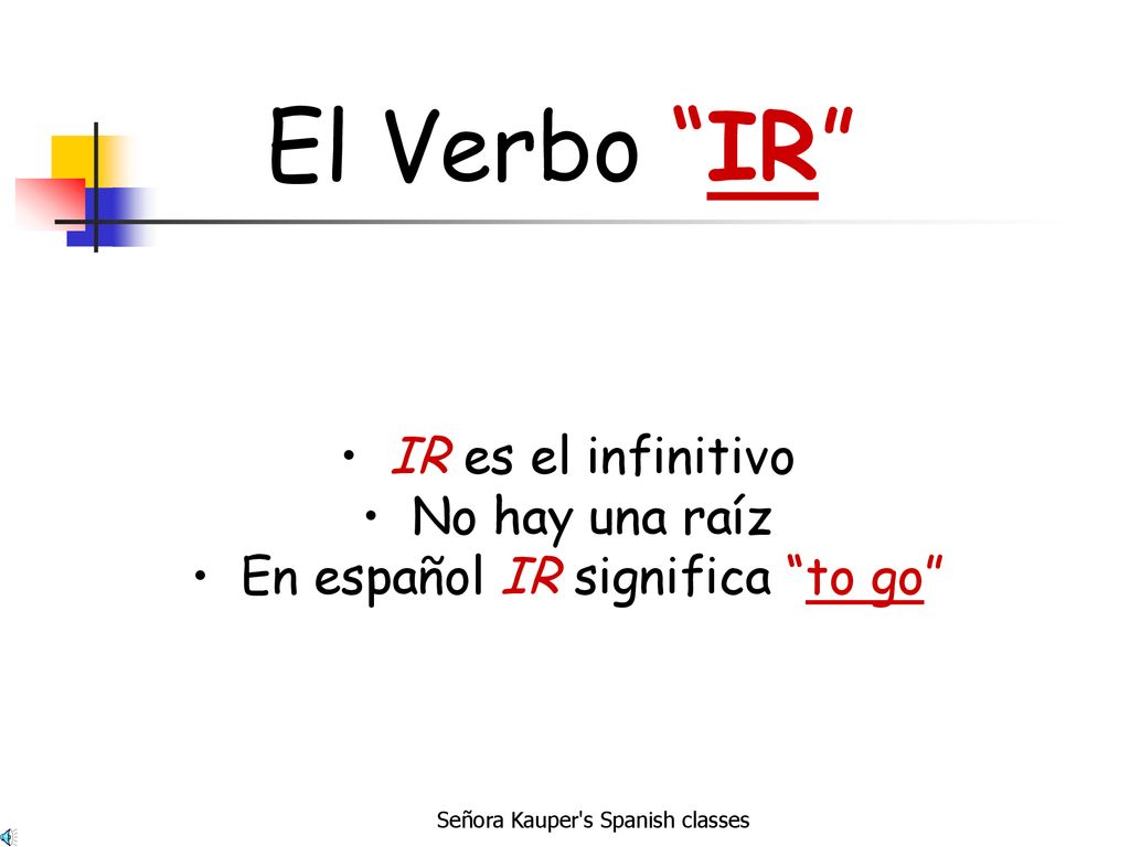 El Verbo IR IR es el infinitivo No hay una raíz