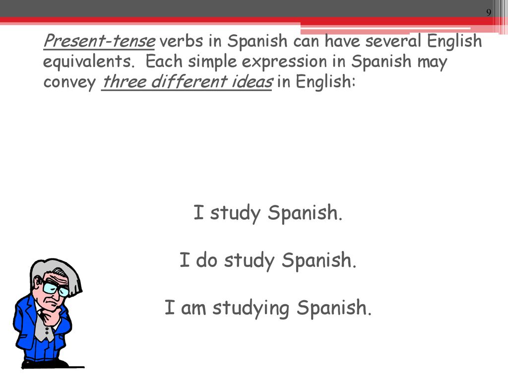 (yo) Estudio español. I study Spanish. I do study Spanish.