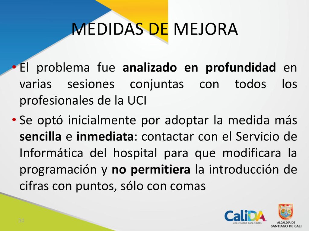 MEDIDAS DE MEJORA El problema fue analizado en profundidad en varias sesiones conjuntas con todos los profesionales de la UCI.
