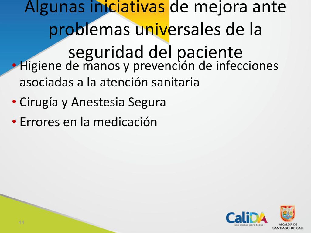 Algunas iniciativas de mejora ante problemas universales de la seguridad del paciente