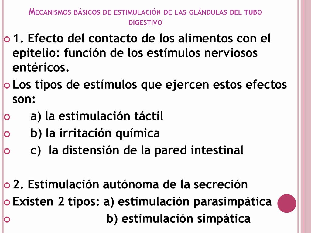 Mecanismos básicos de estimulación de las glándulas del tubo digestivo