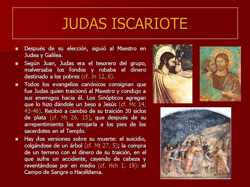 JUDAS ISCARIOTE Después de su elección, siguió al Maestro en Judea y Galilea.