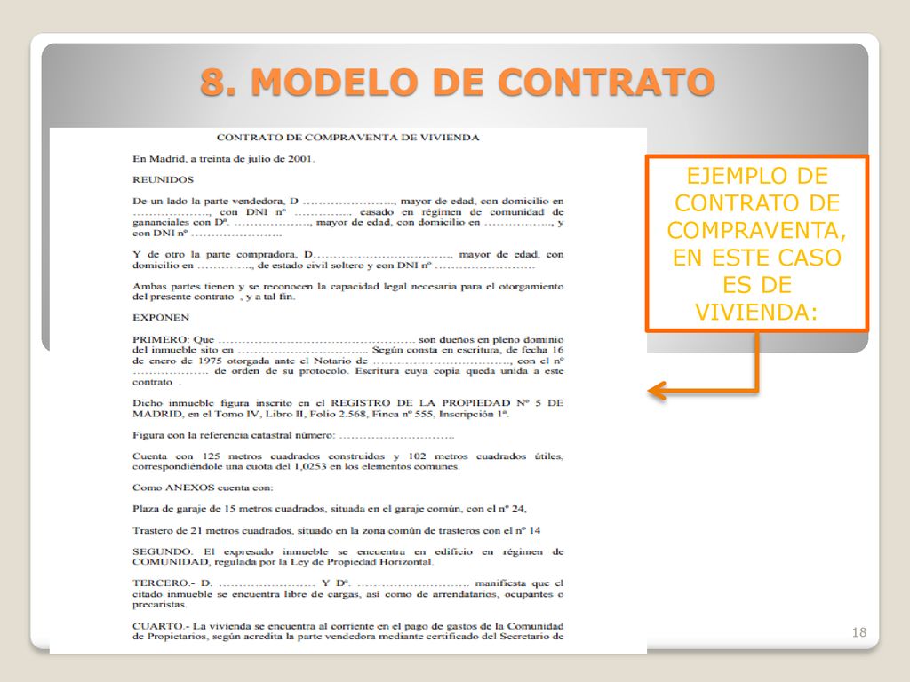 EJEMPLO DE CONTRATO DE COMPRAVENTA, EN ESTE CASO ES DE VIVIENDA: