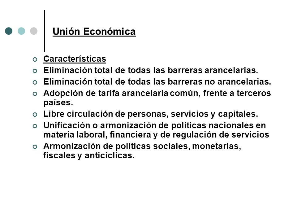 Unión Económica Características