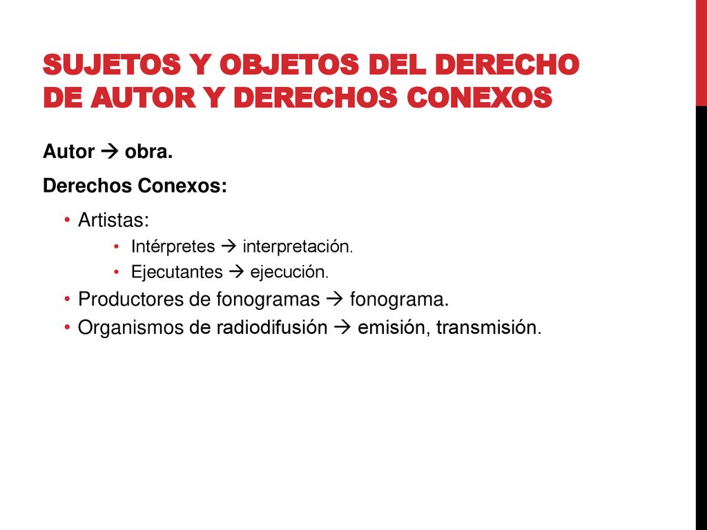 Sujetos y objetos del derecho de autor y derechos conexos