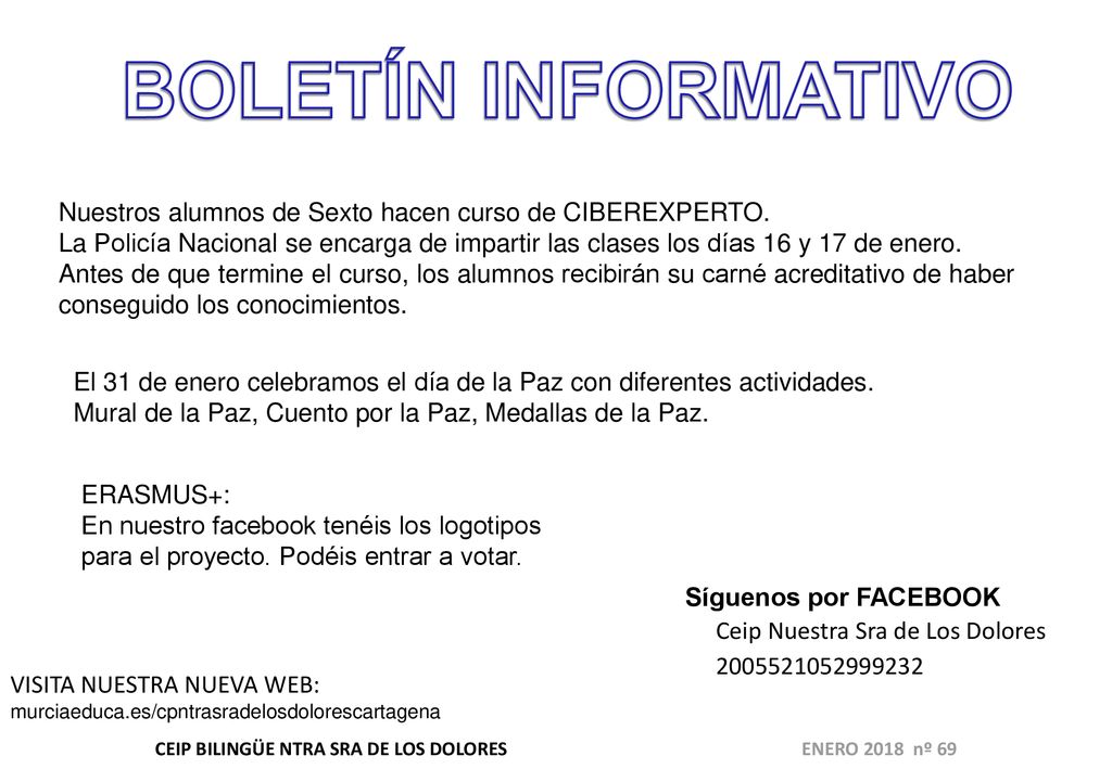 CEIP BILINGÜE NTRA SRA DE LOS DOLORES ENERO 2018 nº 69