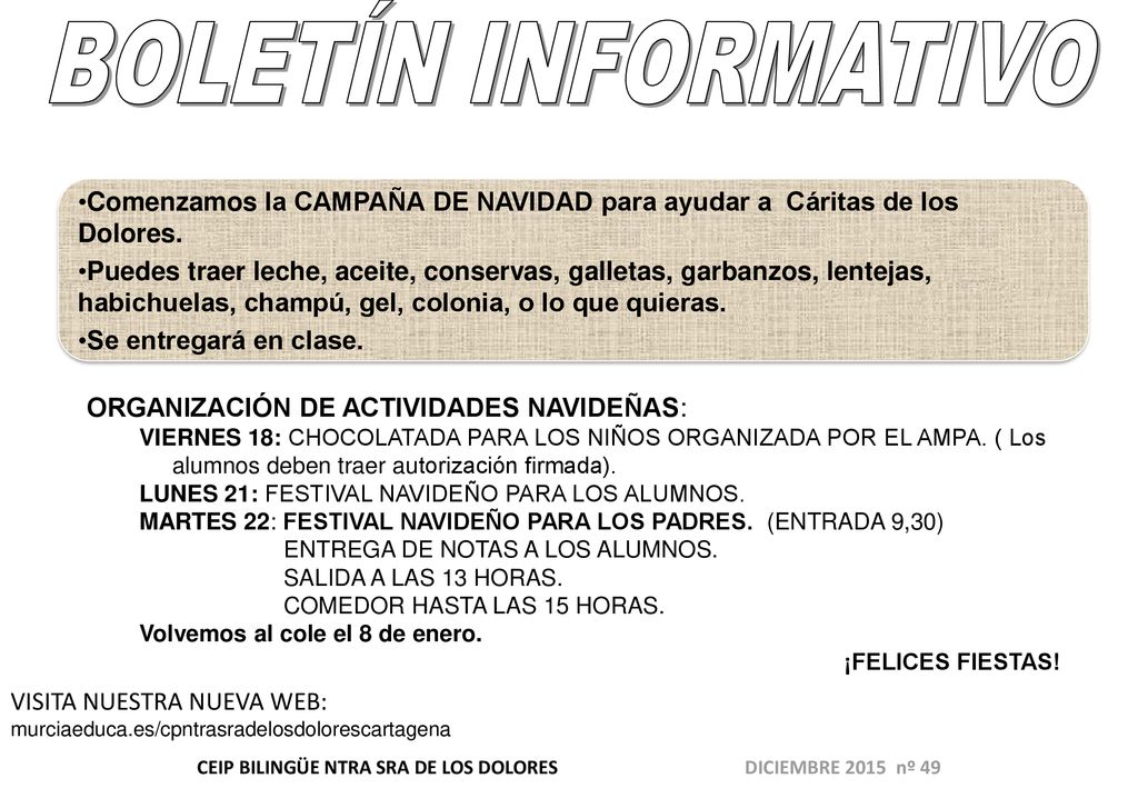 CEIP BILINGÜE NTRA SRA DE LOS DOLORES DICIEMBRE 2015 nº 49