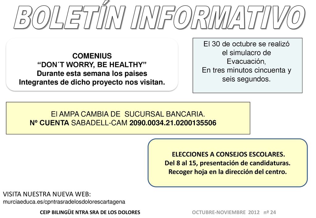 BOLETÍN INFORMATIVO El 30 de octubre se realizó el simulacro de