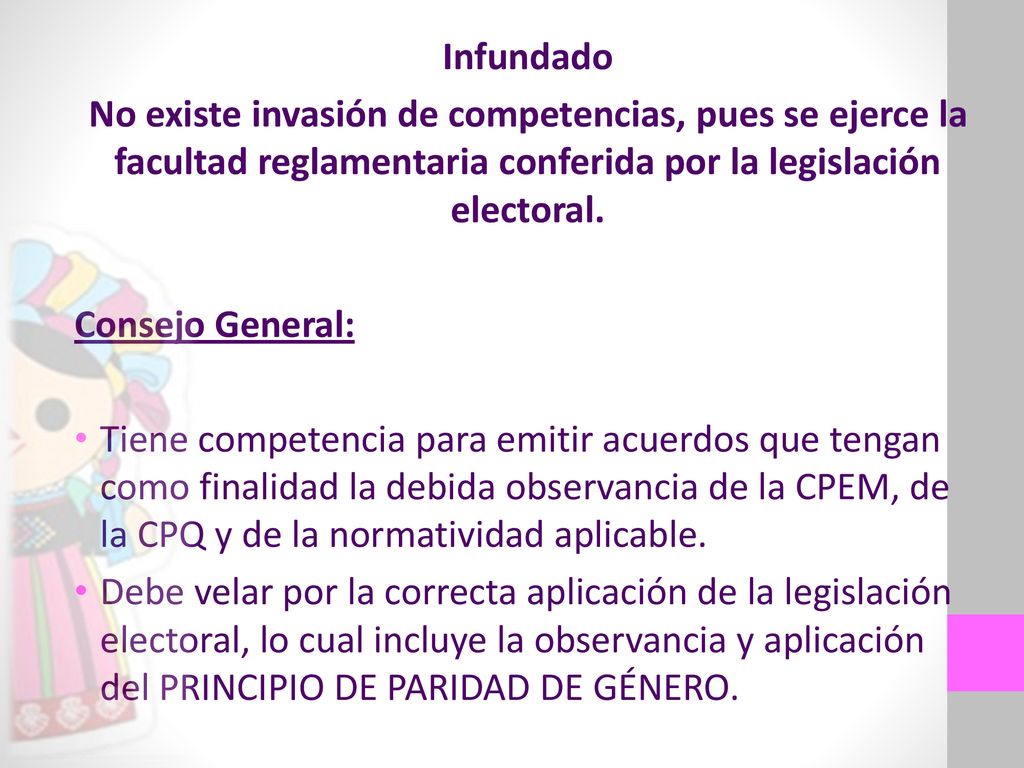Infundado No existe invasión de competencias, pues se ejerce la facultad reglamentaria conferida por la legislación electoral.