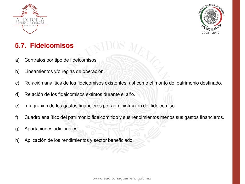 5.7. Fideicomisos Contratos por tipo de fideicomisos.