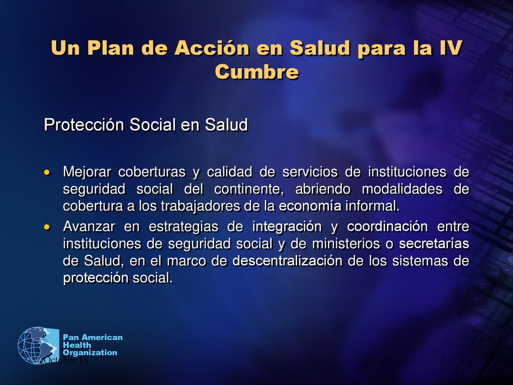 Un Plan de Acción en Salud para la IV Cumbre