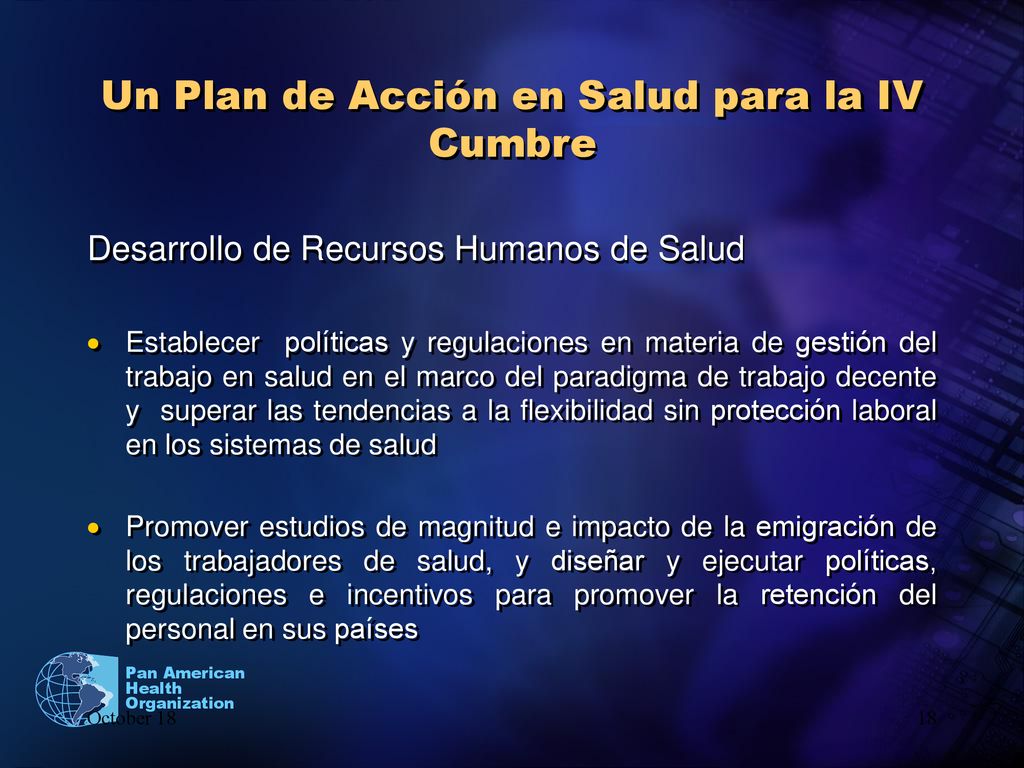 Un Plan de Acción en Salud para la IV Cumbre