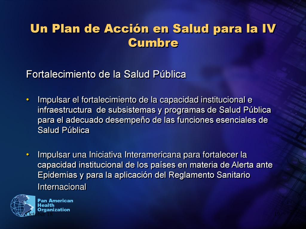 Un Plan de Acción en Salud para la IV Cumbre