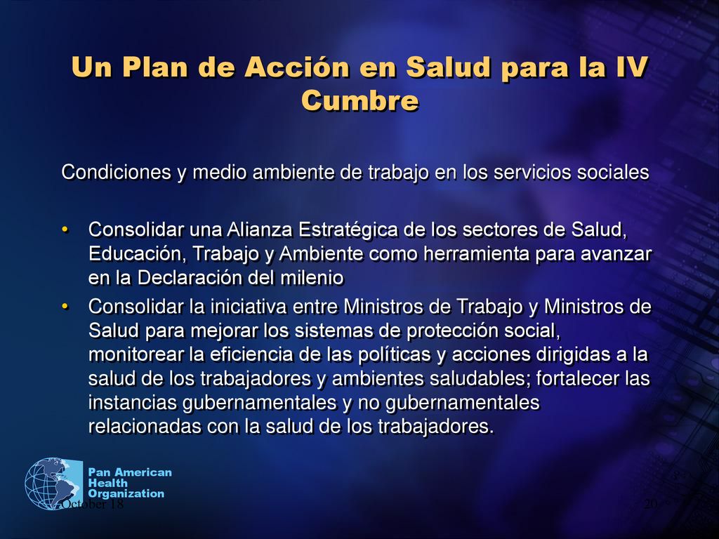 Un Plan de Acción en Salud para la IV Cumbre