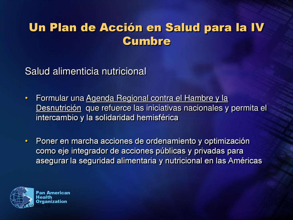 Un Plan de Acción en Salud para la IV Cumbre