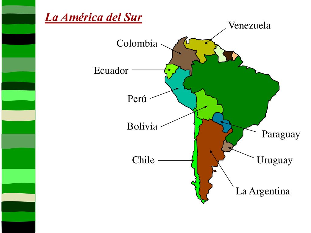 La América del Sur Venezuela Colombia Ecuador Perú Bolivia Paraguay