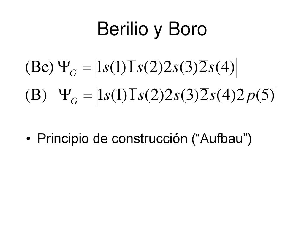 Berilio y Boro Principio de construcción ( Aufbau )