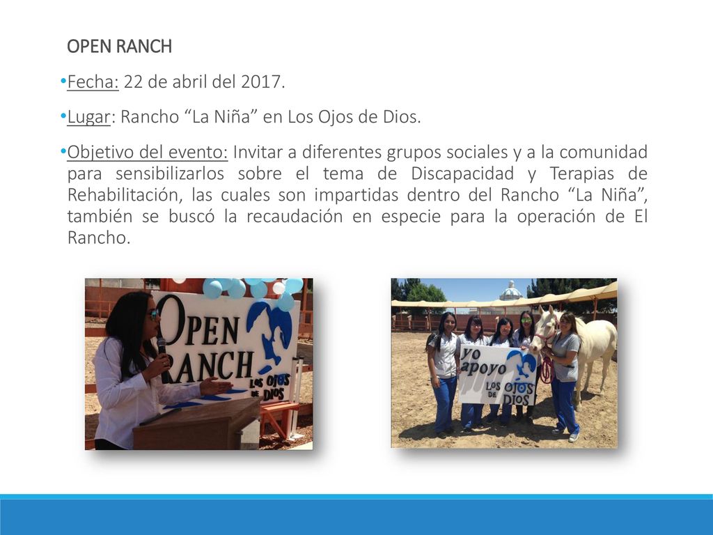 OPEN RANCH Fecha: 22 de abril del Lugar: Rancho La Niña en Los Ojos de Dios.