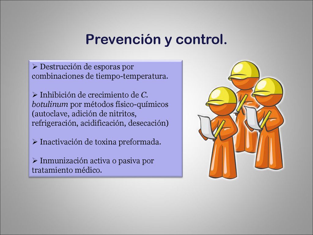 Prevención y control. Destrucción de esporas por combinaciones de tiempo-temperatura.
