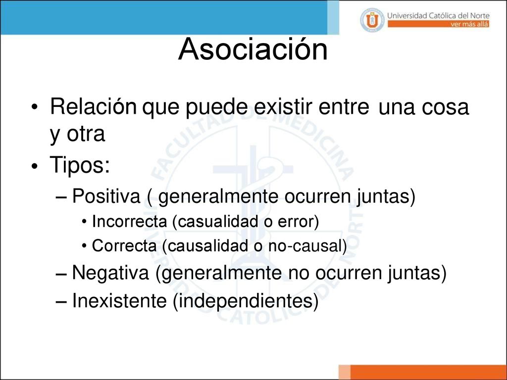 Asociación Relación que puede existir entre y otra Tipos: • una cosa •