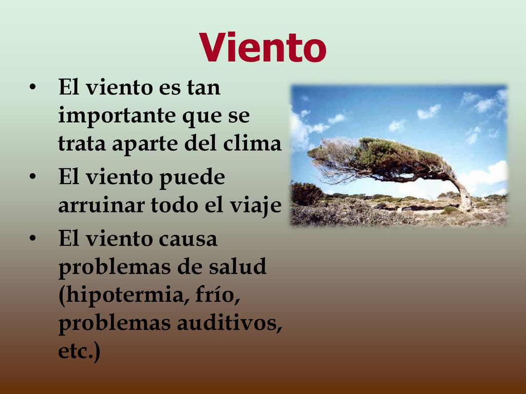 Viento El viento es tan importante que se trata aparte del clima