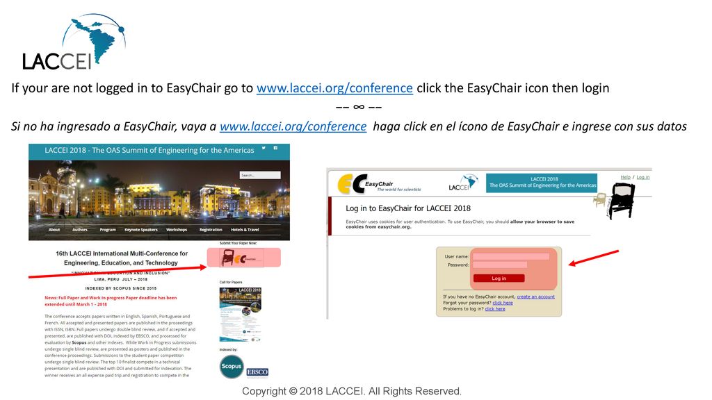 If your are not logged in to EasyChair go to www. laccei