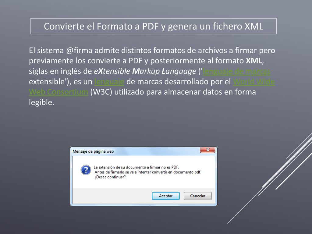 Convierte el Formato a PDF y genera un fichero XML
