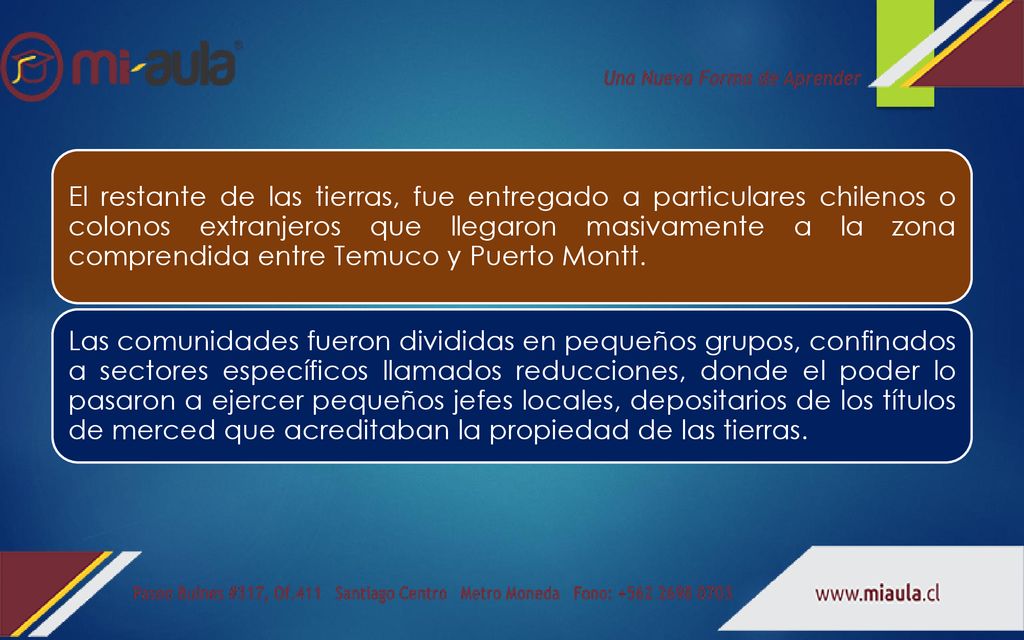 El restante de las tierras, fue entregado a particulares chilenos o colonos extranjeros que llegaron masivamente a la zona comprendida entre Temuco y Puerto Montt.