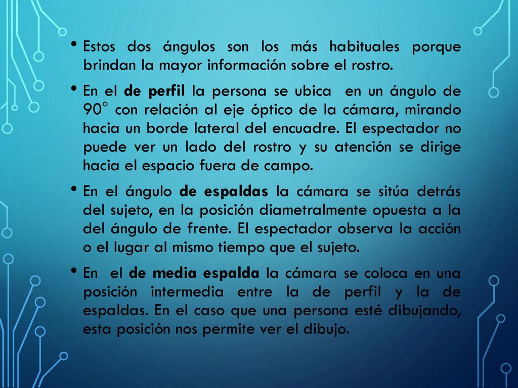Estos dos ángulos son los más habituales porque brindan la mayor información sobre el rostro.