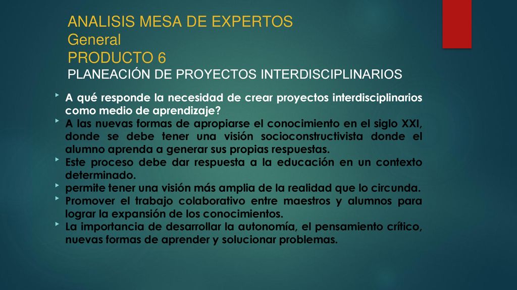ANALISIS MESA DE EXPERTOS General PRODUCTO 6