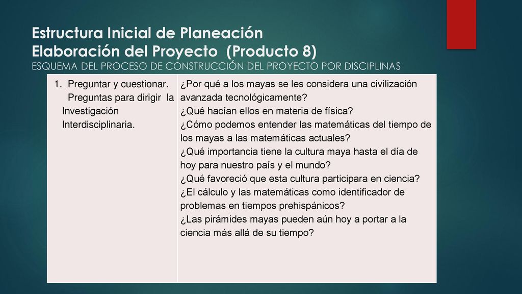Estructura Inicial de Planeación Elaboración del Proyecto (Producto 8) ESQUEMA DEL PROCESO DE CONSTRUCCIÓN DEL PROYECTO POR DISCIPLINAS