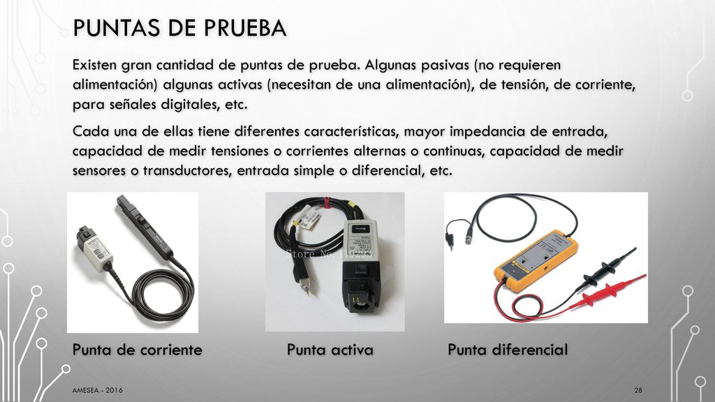 Puntas de prueba Punta de corriente Punta activa Punta diferencial