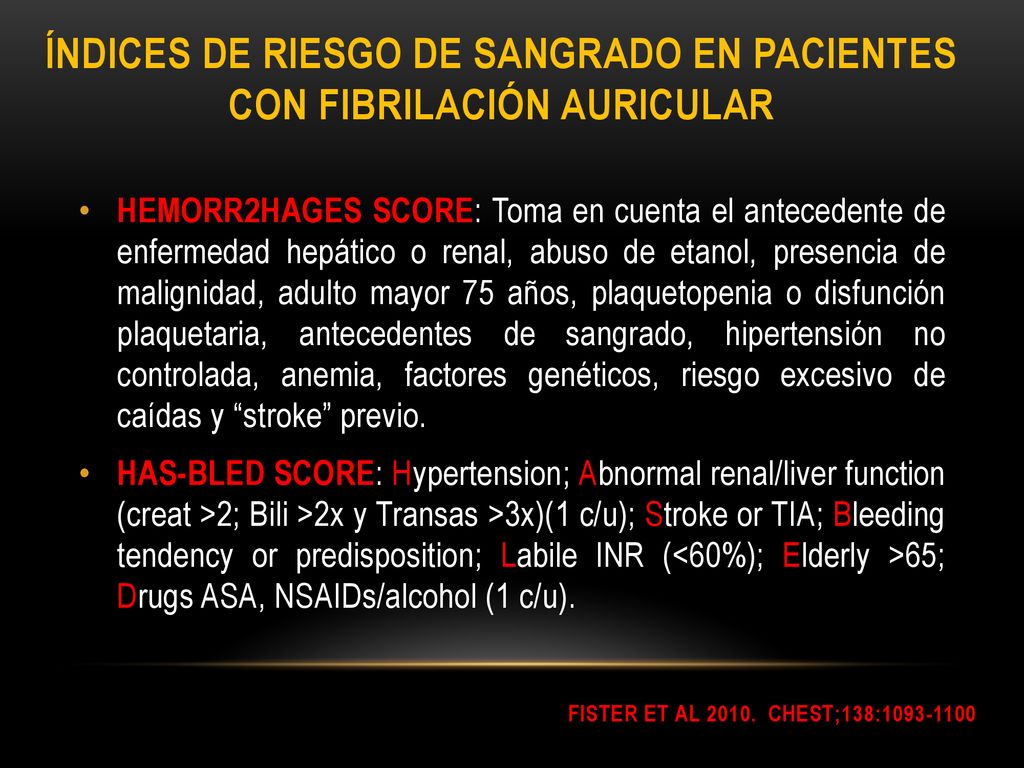 Índices de riesgo de sangrado en pacientes con fibrilación auricular