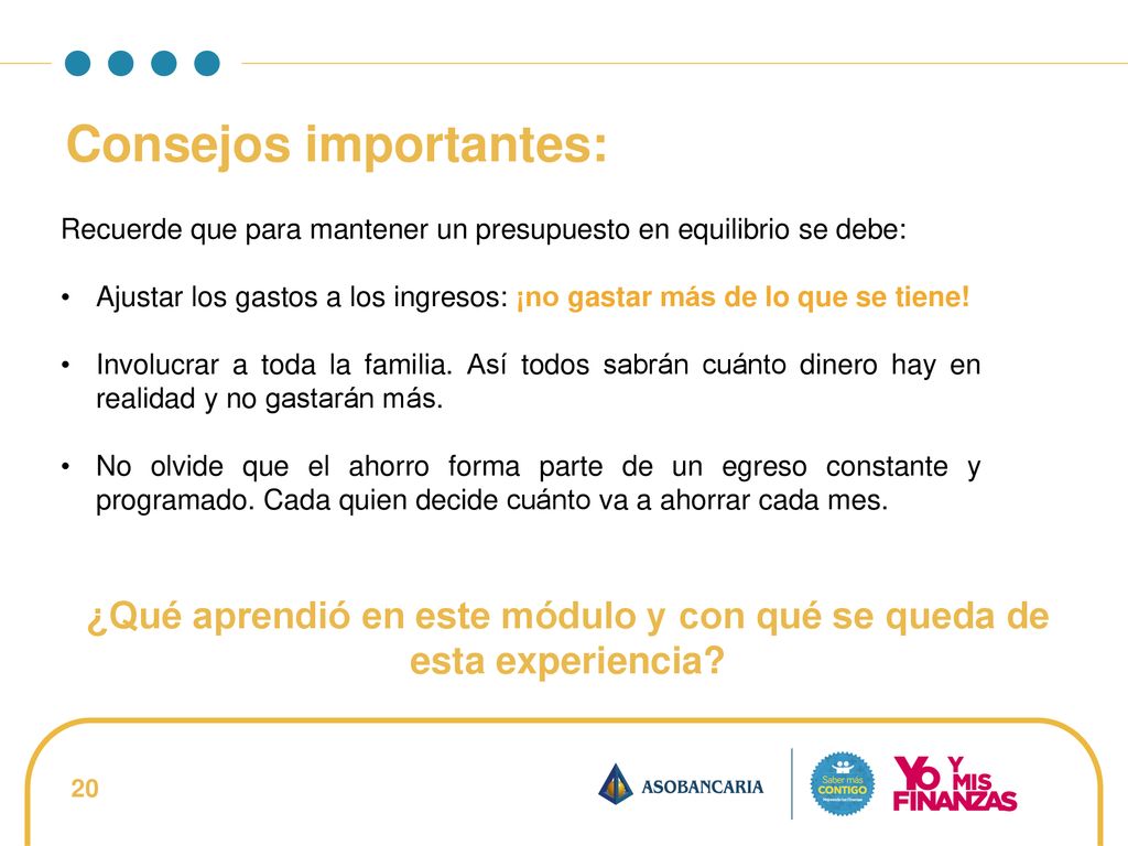 ¿Qué aprendió en este módulo y con qué se queda de esta experiencia