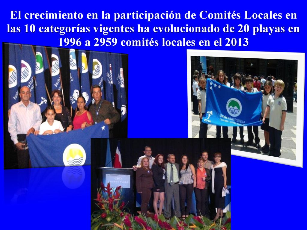 El crecimiento en la participación de Comités Locales en las 10 categorías vigentes ha evolucionado de 20 playas en 1996 a 2959 comités locales en el 2013