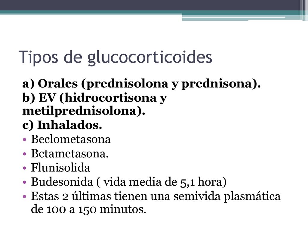 Tipos de glucocorticoides