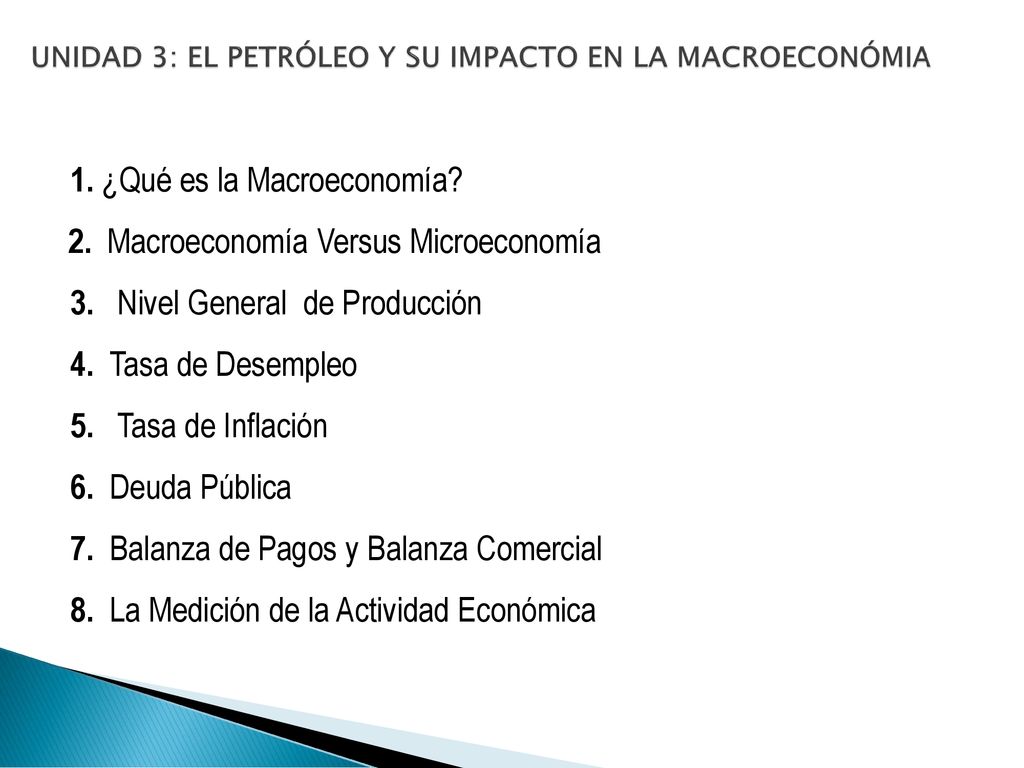 UNIDAD 3: EL PETRÓLEO Y SU IMPACTO EN LA MACROECONÓMIA