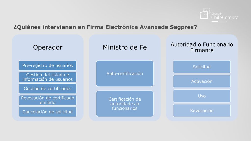 Operador Ministro de Fe Autoridad o Funcionario Firmante