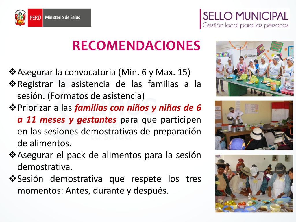 RECOMENDACIONES Asegurar la convocatoria (Min. 6 y Max. 15)