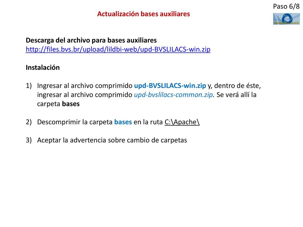 Paso 6/8 Actualización bases auxiliares. Descarga del archivo para bases auxiliares.