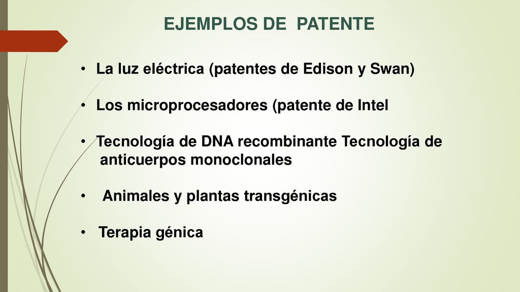 EJEMPLOS DE PATENTE La luz eléctrica (patentes de Edison y Swan)