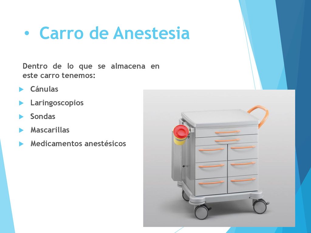 Carro de Anestesia Dentro de lo que se almacena en este carro tenemos: