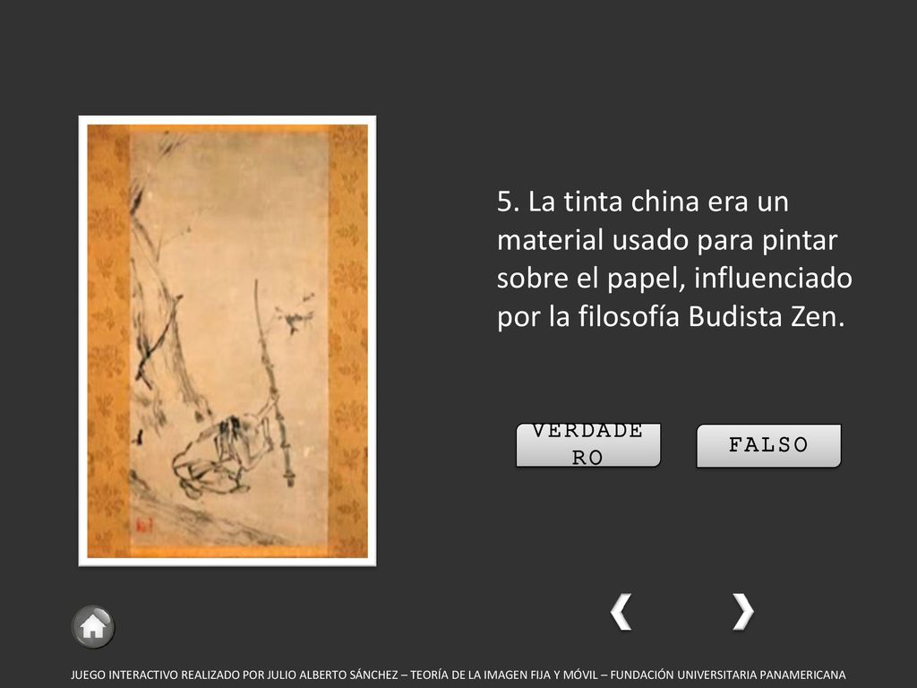 5. La tinta china era un material usado para pintar sobre el papel, influenciado por la filosofía Budista Zen.