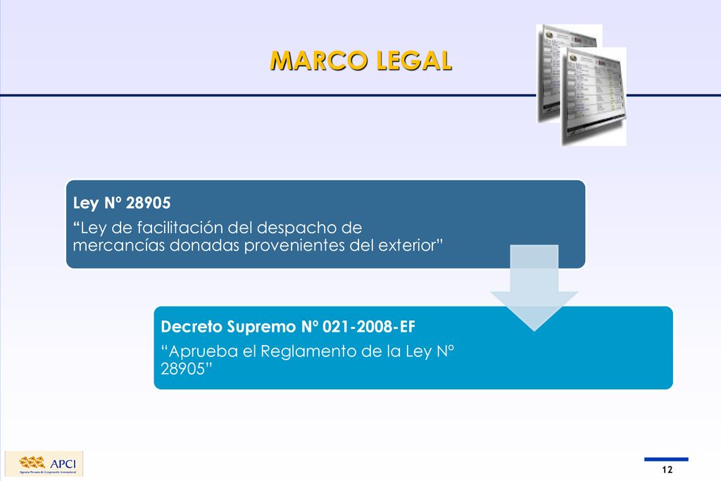 MARCO LEGAL Ley Nº Ley de facilitación del despacho de mercancías donadas provenientes del exterior