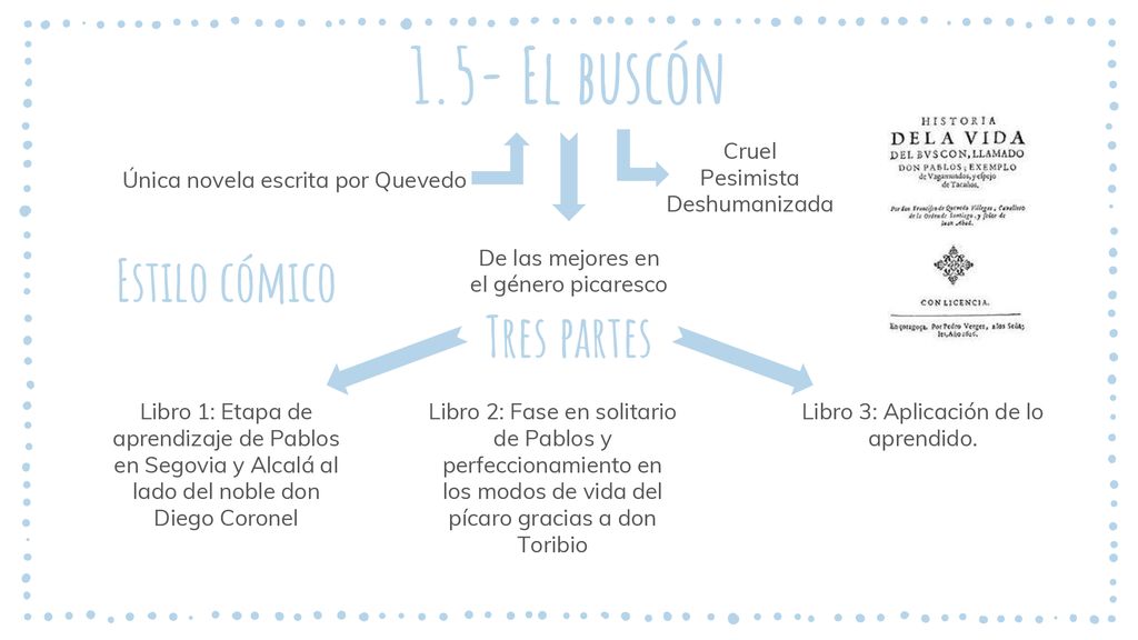 1.5- El buscón Estilo cómico Tres partes Cruel Pesimista Deshumanizada