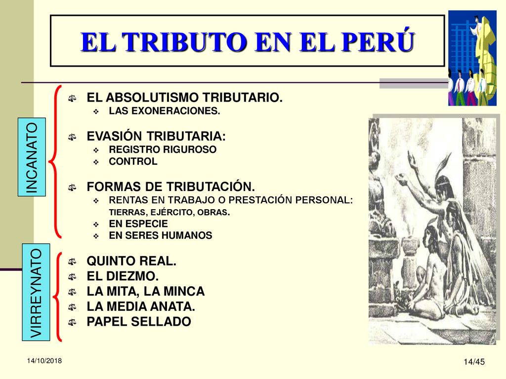 EL TRIBUTO EN EL PERÚ INCANATO VIRREYNATO EL ABSOLUTISMO TRIBUTARIO.